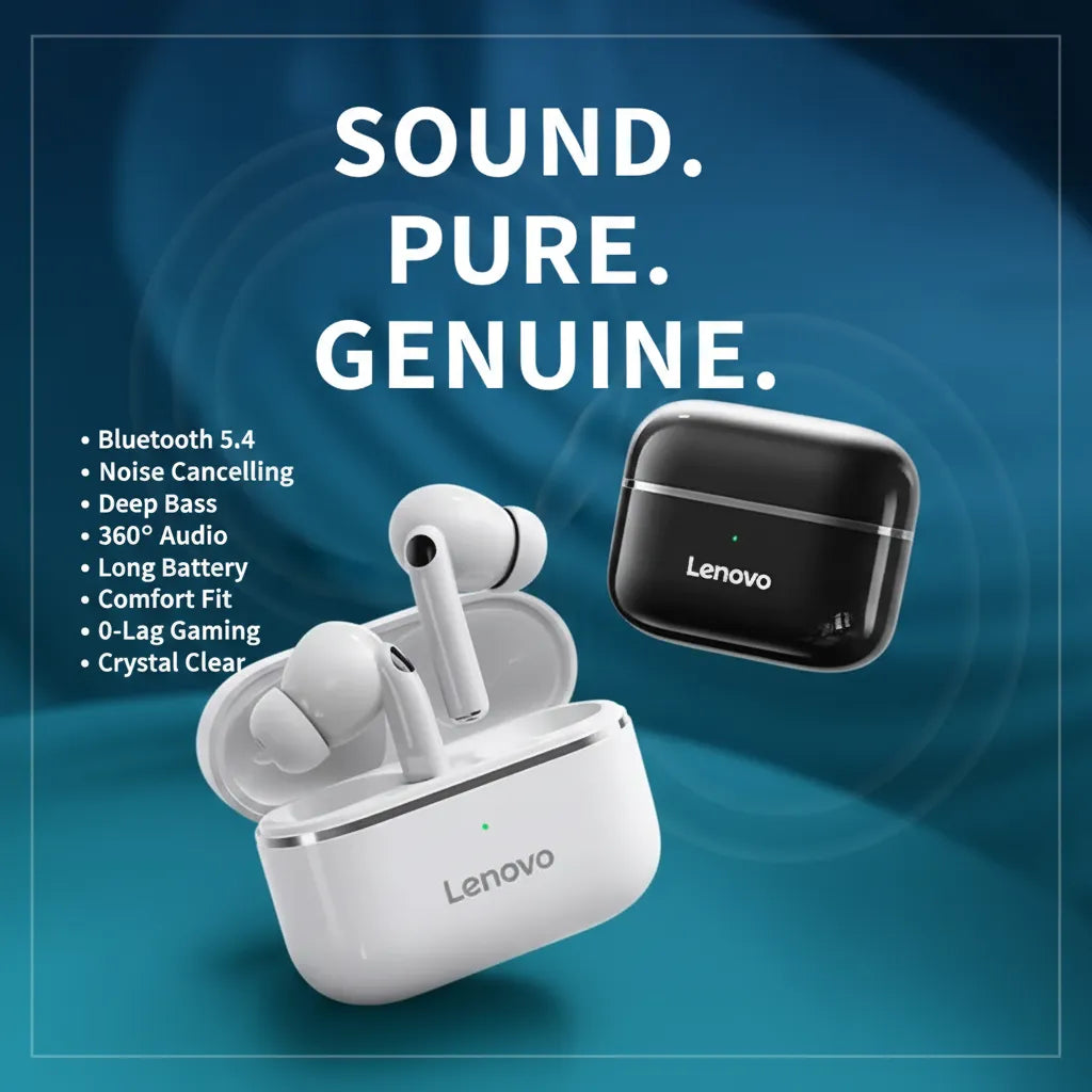 Lenovo LP40 Pro TWS Earbuds Open Charging Case - Compact Design Bluetooth 5.4 Wireless Earphones Qatar