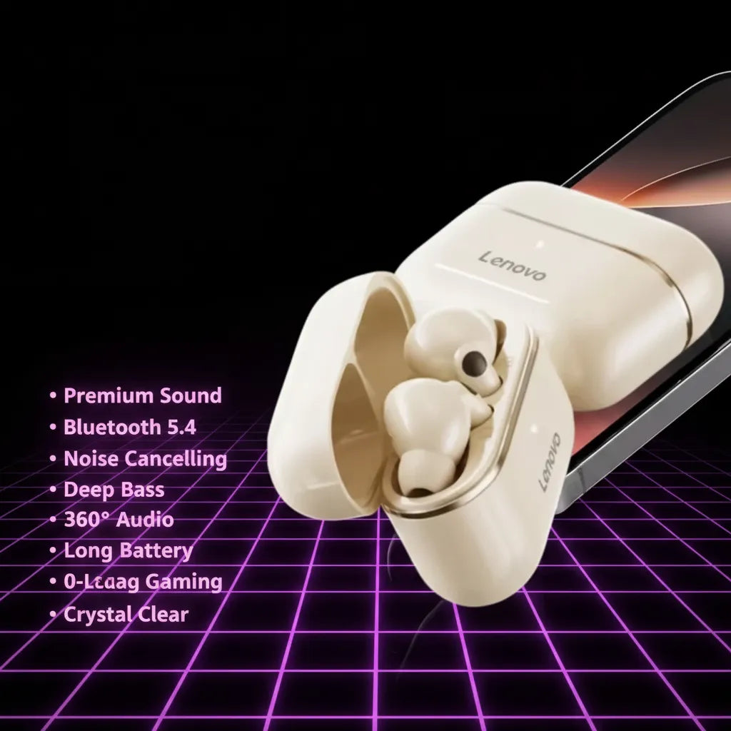 Lenovo Official Genuine LP40 Pro Wireless Earbuds - Smart Noise Cancellation Bluetooth 5.4 - online shoping in Doha Qatar