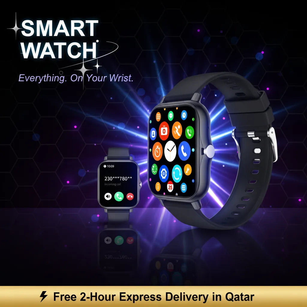 Smart Watch – Bluetooth Calling, Fitness Tracker (Black & Blue)