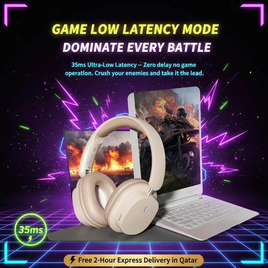 Wireless Headphones – 50H Battery, Low Latency, Noise Cancelling